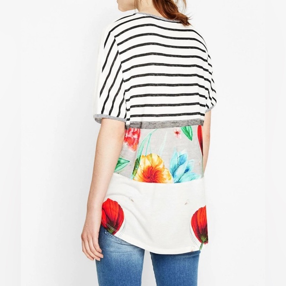 Desigual Women’s Floral Knit Short Sleeve T Shirt - Size M - Picture 3 of 11